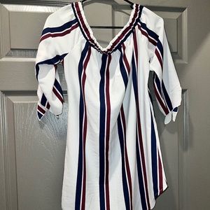 Multicolor stripe off the shoulder dress size small